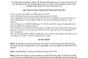 Quyết định 36/2009/QĐ-UBND trách nhiệm quản lý chất thải rắn