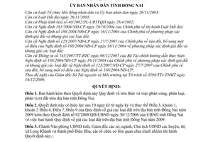 Quyết định 86/2009/QĐ-UBND  tiêu thức phân vùng, phân loại, phân vị trí đất trên địa bàn tỉnh Đồng Nai
