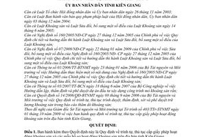 Quyết định 32/2009/QĐ-UBND trình tự, thủ tục cấp giấy phép hoạt động khoáng sản địa bàn tỉnh Kiên Giang