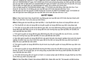 Quyết định 65/2009/QĐ-UBND Bảng giá đất năm 2010