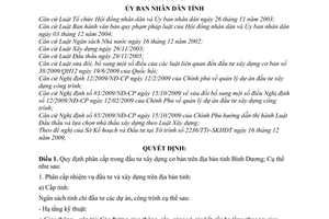 Quyết định 83/2009/QĐ-UBND phân cấp trong đầu tư xây dựng cơ bản trên địa bàn tỉnh Bình Dương
