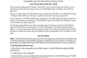 Quyết định 1918/QĐ-UBND xây dựng công trình hạ tầng kỹ thuật nhà ở Hoàn Sơn Tiên Du Bắc Ninh 2009