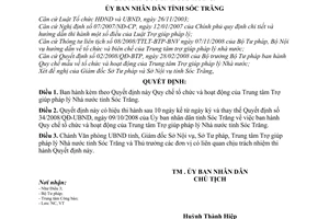 Quyết định 46/2009/QĐ-UBND Quy chế tổ chức hoạt động Trung tâm Trợ giúp pháp lý Nhà nước tỉnh Sóc Trăng