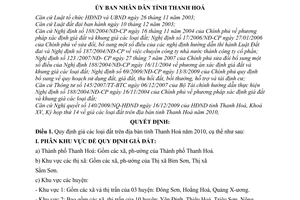 Quyết định 4539/2009/QĐ-UBND giá các loại đất trên địa bàn tỉnh Thanh Hóa năm 2010