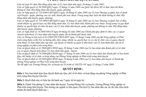 Quyết định 28/2009/QĐ-UBND Quy chế tổ chức hoạt động phòng Nông nghiệp Phát triển nông thôn huyện Cần Giờ