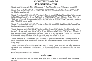 Quyết định 2811/2009/QĐ-UBND lệ phí cấp giấy phép xây dựng Thừa Thiên Huế