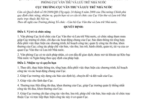 Quyết định 315/QĐ-VTLTNN chức năng, nhiệm vụ, quyền hạn cơ cấu tổ chức Văn phòng Cục Văn thư  Lưu trữ Nhà nước