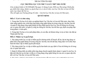 Quyết định 324/QĐ-VTLTNN chức năng, nhiệm vụ, quyền hạn cơ cấu tổ chứcTrung tâm Tin học