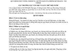 Quyết định 319/QĐ-VTLTNN  chức năng, nhiệm vụ, quyền hạn Phòng Kế hoạch - Tài chính