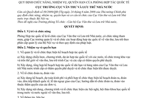 Quyết định 320/QĐ-VTLTNN  chức năng, nhiệm vụ, quyền hạn Phòng Hợp tác quốc tế