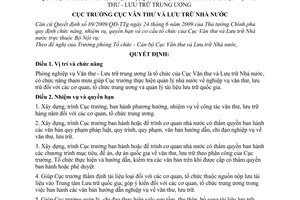 Quyết định 317/QĐ-VTLTNN chức năng, nhiệm vụ, quyền hạn Phòng nghiệp vụ Văn thư - Lưu trữ trung ương