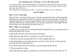 Quyết định 316/QĐ-VTLTNN chức năng, nhiệm vụ, quyền hạn Phòng Tổ chức – Cán bộ