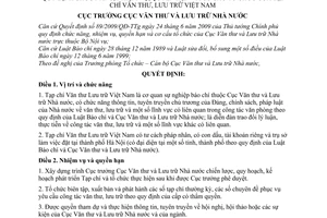 Quyết định 326/QĐ-VTLTNN chức năng, nhiệm vụ, quyền hạn cơ cấu tổ chức Tạp chí Văn thư Lưu trữ Việt Nam