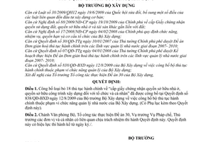 Quyết định 1189/QĐ-BXD công bố loại bỏ 18 thủ tục hành chính phạm vi chức năng quản lý nhà nước  Bộ Xây dựng