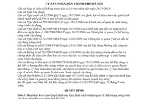 Quyết định 122/2009/QĐ-UBND trách nhiệm quản lý chất lượng công trình xây dựng trên địa bàn thành phố Hà Nội