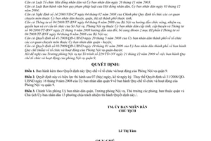 Quyết định 32/2009/QĐ-UBND Quy chế tổ chức  hoạt động Phòng Nội vụ quận 9