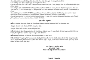 Quyết định 99/2009/QĐ-UBND thu lệ phí cấp biển số nhà trên địa bàn thành phố Hồ Chí Minh