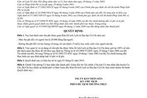 Quyết định 101/2009/QĐ-UBND mức thu phí tham quan Khu Di tích Lịch sử Địa đạo Củ Chi