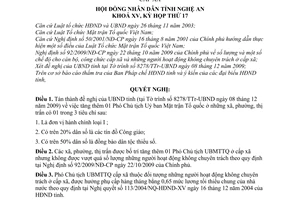 Nghị quyết 295/2009/NQ-HĐND tăng thêm 01 Phó Chủ tịch Mặt trận Tổ quốc ở địa bàn cấp xã