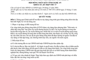 Nghị quyết 299/2009/NQ-HĐND thông qua chính sách hỗ trợ đầu tư xây dựng công trình giao thông nông thôn trên địa bàn tỉnh Nghệ An