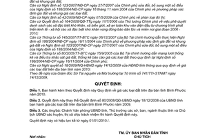 Quyết định 60/2009/QĐ-UBND giá các loại đất trên địa bàn tỉnh Bình Phước năm 2010