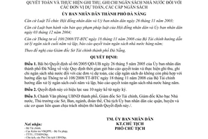 Quyết định 33/2009/QĐ-UBND bãi bỏ 66/2005/QĐ-UB thời gian gửi báo cáo quyết toán ngân sách Đà Nẵng