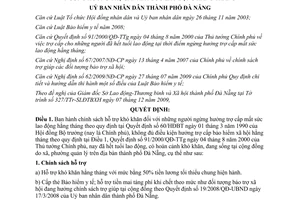 Quyết định 34/2009/QĐ-UBND chính sách hỗ trợ người người ngừng hưởng trợ cấp mất sức lao động Đà Nẵng