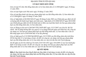 Quyết định 26/2009/QĐ-UBND chi xây dựng văn bản quy phạm pháp luật Tuyên Quang