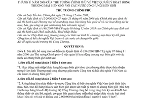 Quyết định 139/2009/QĐ-TTg sửa đổi Quyết định 254/2006/QĐ-TTg quản lý hoạt động thương mại biên giới các nước có chung biên giới