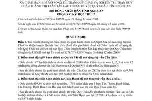 Nghị quyết 301/2009/NQ-HĐND điều chỉnh địa giới hành chính Nghệ An