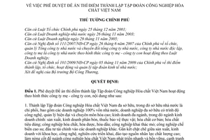 Quyết định 2179/QĐ-TTg phê duyệt Đề án thí điểm thành lập Tập đoàn Công nghiệp Hóa chất Việt Nam