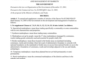 Decree No. 114/2009/ND-CP amendment and supplement Decree No.02/2003/ND-CP