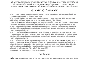 Quyết định 6486/QĐ-BCT bổ sung quy hoạch phân vùng thăm dò, khai thác, chế biến sử dụng nhóm khoáng chất công nghiệp