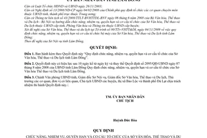 Quyết định 103/2009/QĐ-UBND chức năng, nhiệm vụ, quyền hạn cơ cấu tổ chức Sở Văn hóa, Thể thao Du lịch tỉnh Lâm Đồng