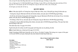 Quyết định 37/2009/QĐ-UBND chế độ phụ cấp Trưởng ban công tác Mặt trận thôn xóm