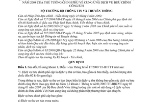 Thông tư 40/2009/TT-BTTTT sửa đổi Thông tư 17/2009/TT-BTTTT cung ứng dịch vụ bưu chính công ích