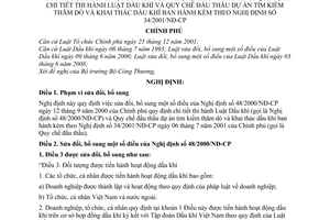 Nghị định 115/2009/NĐ-CP sửa đổi Nghị định 48/2000/NĐ-CP hướng dẫn Luật Dầu khí Quy chế đấu thầu dự án tìm kiếm thăm dò và khai thác dầu khí