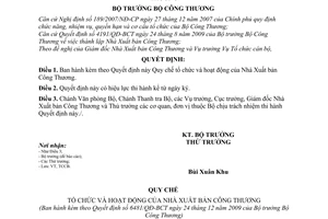 Quyết định 6481/QĐ-BCT Quy chế tổ chức hoạt động Nhà Xuất bản Công Thương