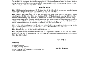 Quyết định 2186/QĐ-TTg  phân bổ vốn Đề án Kiên cố hóa trường, lớp học nhà công vụ cho giáo viên giai đoạn 2008 – 2012  vốn trái phiếu Chính phủ