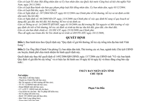 Quyết định 28/2009/QĐ-UBND giá bồi thường, hỗ trợ cây trồng trên địa bàn tỉnh Vĩnh Long