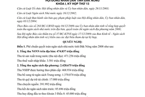 Nghị quyết 12/2009/NQ-HĐND Phê chuẩn quyết toán ngân sách nhà nước Đắk Nông 2008
