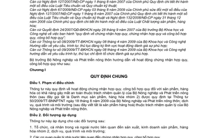Thông tư 83/2009/TT-BNNPTNT hướng dẫn hoạt động chứng nhận hợp quy, công bố hợp quy quản lý Bộ Nông nghiệp và Phát triển nông thôn