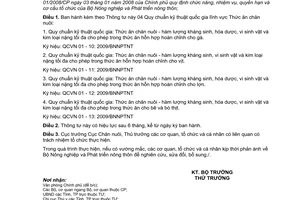 Thông tư 81/2009/TT-BNNPTNT Quy chuẩn kỹ thuật quốc gia lĩnh vực thức ăn chăn nuôi