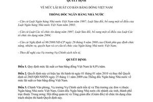 Quyết định 3180/QĐ-NHNN năm 2010 mức lãi suất cơ bản bằng đồng Việt Nam