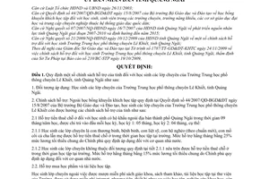 Quyết định 62/2009/QĐ-UBND  chính sách hỗ trợ học sinh trường trung học phổ thông chuyên Lê khiết, tỉnh Quảng Ngãi