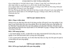 Thông tư 39/2009/TT-BCT thực hiện quy chế quản lý cụm công nghiệp kèm theo Quyết định 105/2009/QĐ-TTg