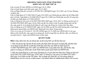 Nghị quyết 26/2009/NQ-HĐND mức thu, nộp đối với phí, lệ phí