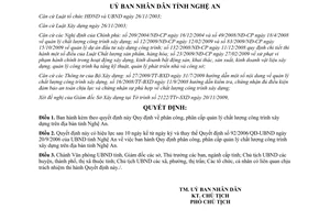 Quyết định 121/2009/QĐ-UBND phân công phân cấp quản lý chất lượng công trình xây dựng Nghệ An