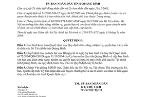 Quyết định 36/2009/QĐ-UBND chức năng nhiệm vụ quyền hạn Sở Tài chính Quảng Bình