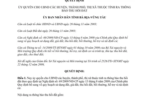Quyết định 4335/QĐ-UBND 2009 ủy quyền Ủy ban nhân dân thông báo thu hồi đất Bà Rịa Vũng Tàu